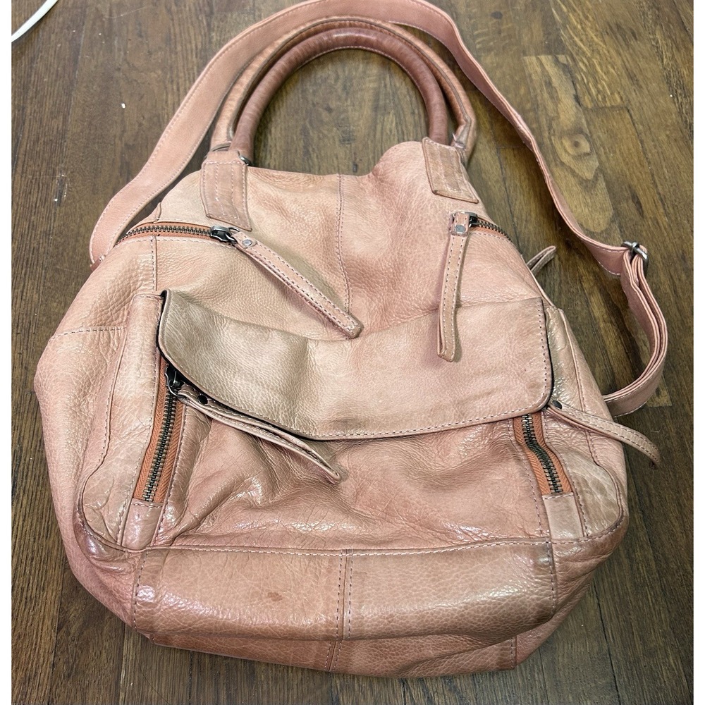 Day and Mood Hannah Bag Camel Pink Taupe Satchel Shoulder strap Hobo Leather